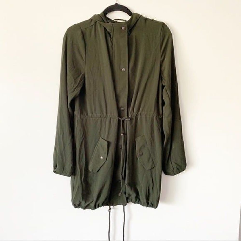 NEW Romeo + Juliet Couture Hooded Parka Size Medium Olive Color Jacket - Picture 4 of 8